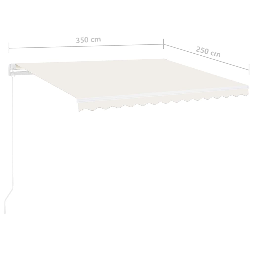 Τέντα Συρόμενη Χειροκίνητη με LED Κρεμ 350 x 250 εκ. - Pakobazaar