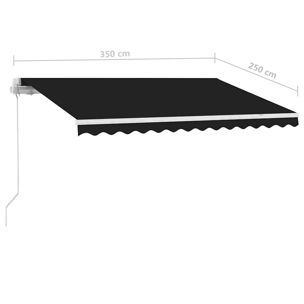 Τέντα Συρόμενη Χειροκίνητη με LED Ανθρακί 350 x 250 εκ. - Pakobazaar