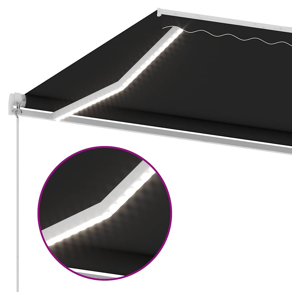 Τέντα Συρόμενη Χειροκίνητη με LED Ανθρακί 350 x 250 εκ. - Pakobazaar