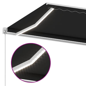 Τέντα Συρόμενη Χειροκίνητη με LED Ανθρακί 350 x 250 εκ. - Pakobazaar