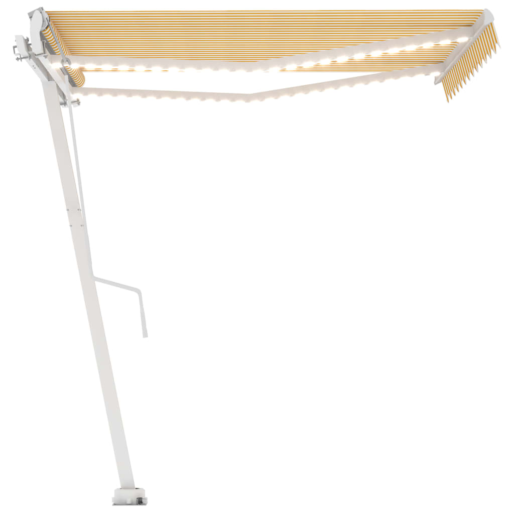 Τέντα Αυτόματη με LED & Αισθ. Ανέμου Κίτρινο/Λευκό 350x250 εκ. - Pakobazaar