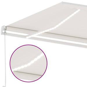 Τέντα Συρόμενη Χειροκίνητη με LED Κρεμ 450 x 300 εκ. - Pakobazaar