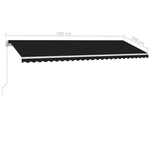 Τέντα Συρόμενη Χειροκίνητη με LED Ανθρακί 500 x 300 εκ. - Pakobazaar