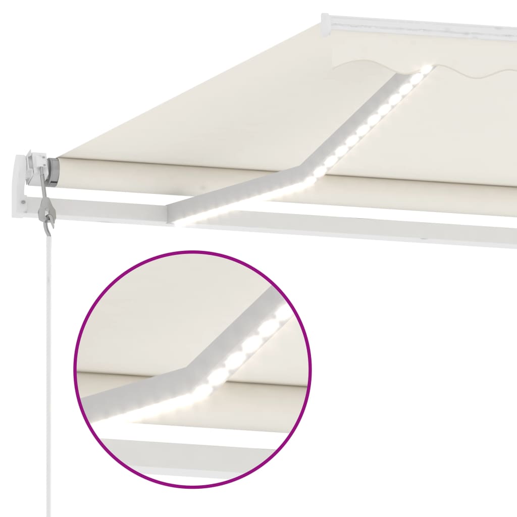 Τέντα Αυτόματη με LED & Αισθητήρα Ανέμου Κρεμ 500 x 300 εκ.
