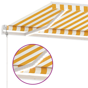 Τέντα Αυτόματη με LED & Αισθ. Ανέμου Κίτρινο/Λευκό 500x300 εκ.
