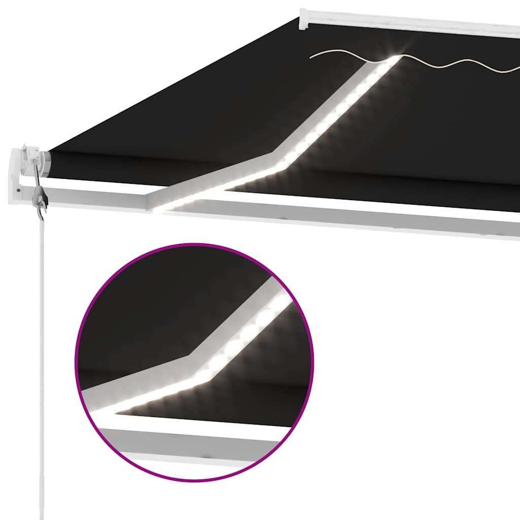 Τέντα Αυτόματη με LED & Αισθητήρα Ανέμου Ανθρακί 500x300 εκ.