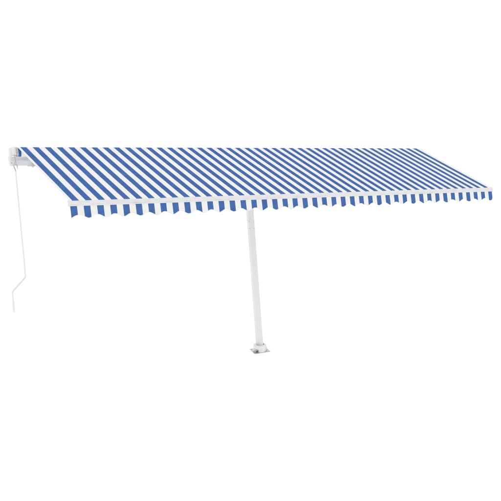 Τέντα Συρόμενη Χειροκίνητη με LED Μπλε / Λευκό 600 x 300 εκ.