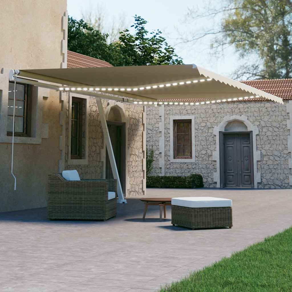 Τέντα Αυτόματη με LED & Αισθητήρα Ανέμου Κρεμ 600 x 300 εκ. - PAKOBAZAAR