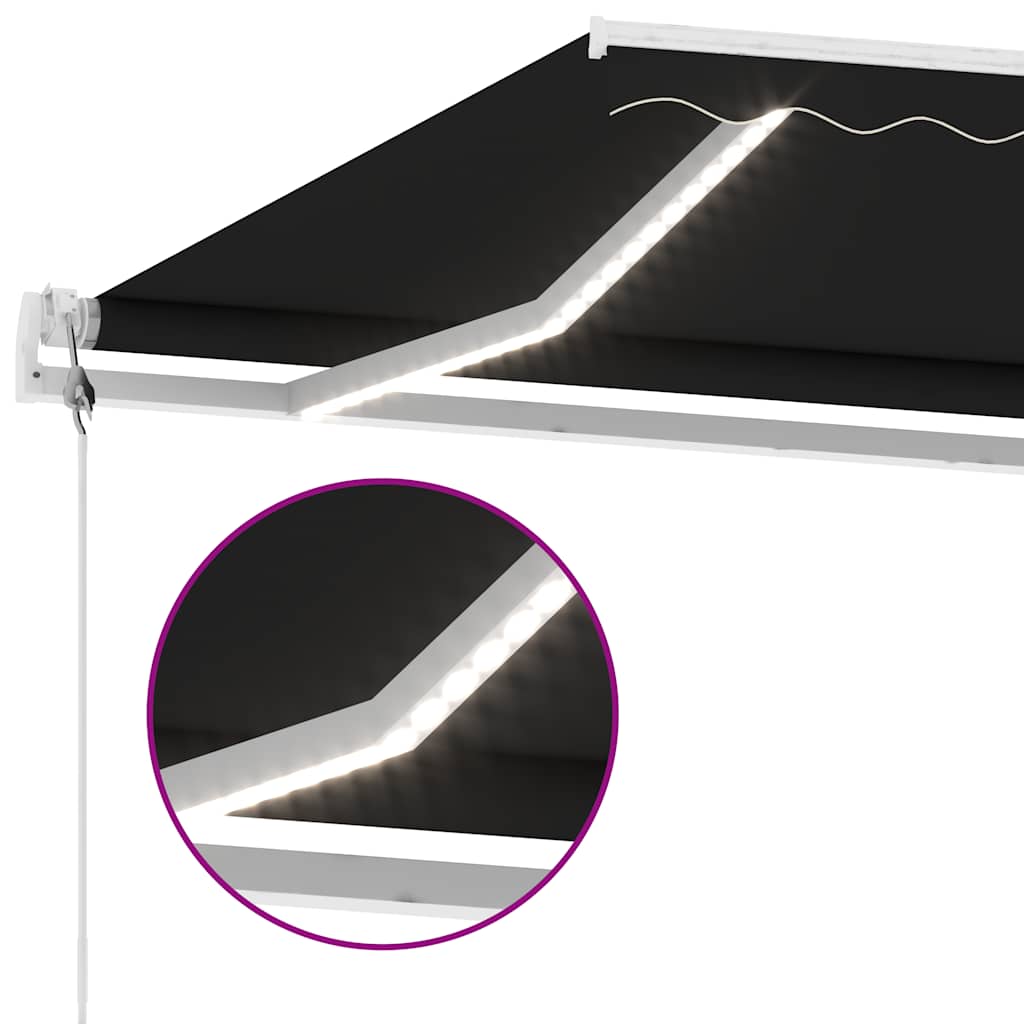 Τέντα Αυτόματη με LED & Αισθητήρα Ανέμου Ανθρακί 600x300 εκ.