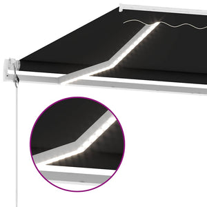 Τέντα Αυτόματη με LED & Αισθητήρα Ανέμου Ανθρακί 600x300 εκ.