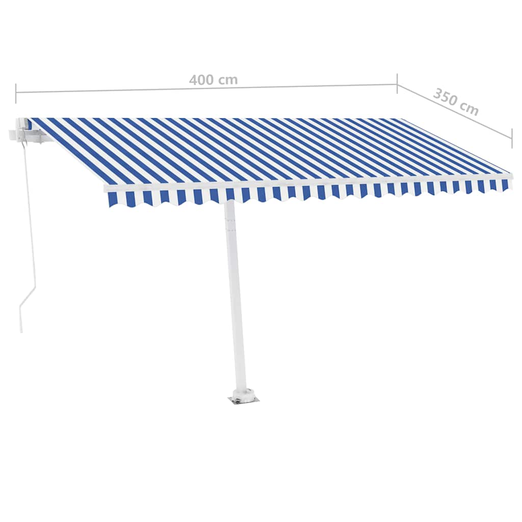Τέντα Συρόμενη Χειροκίνητη με LED Μπλε / Λευκό 400 x 350 εκ.
