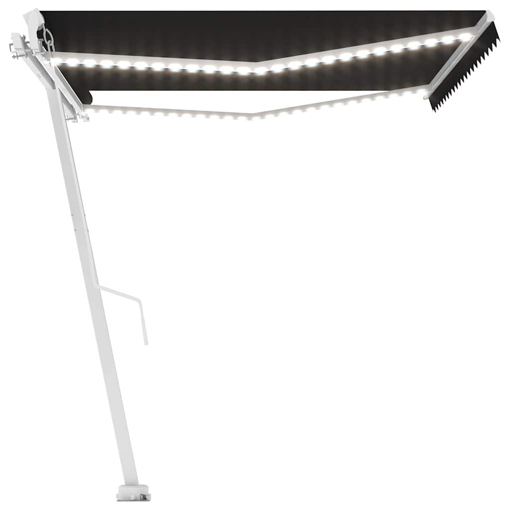 Τέντα Συρόμενη Χειροκίνητη με LED Ανθρακί 400 x 350 εκ.