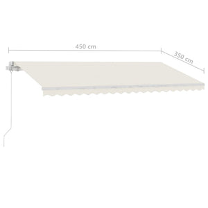 Τέντα Συρόμενη Χειροκίνητη με LED Κρεμ 450 x 350 εκ.