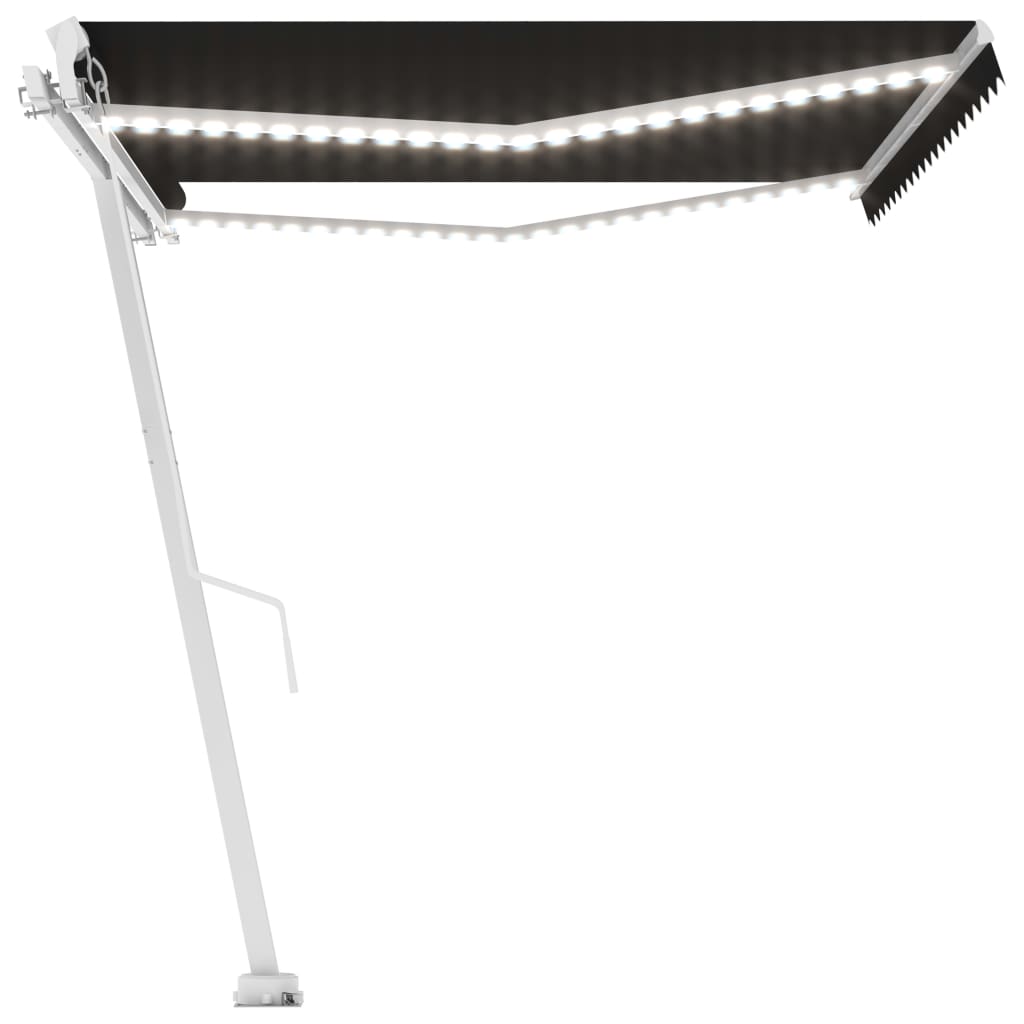 Τέντα Συρόμενη Χειροκίνητη με LED Ανθρακί 450 x 350 εκ.
