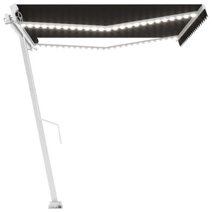 Τέντα Συρόμενη Χειροκίνητη με LED Ανθρακί 450 x 350 εκ.