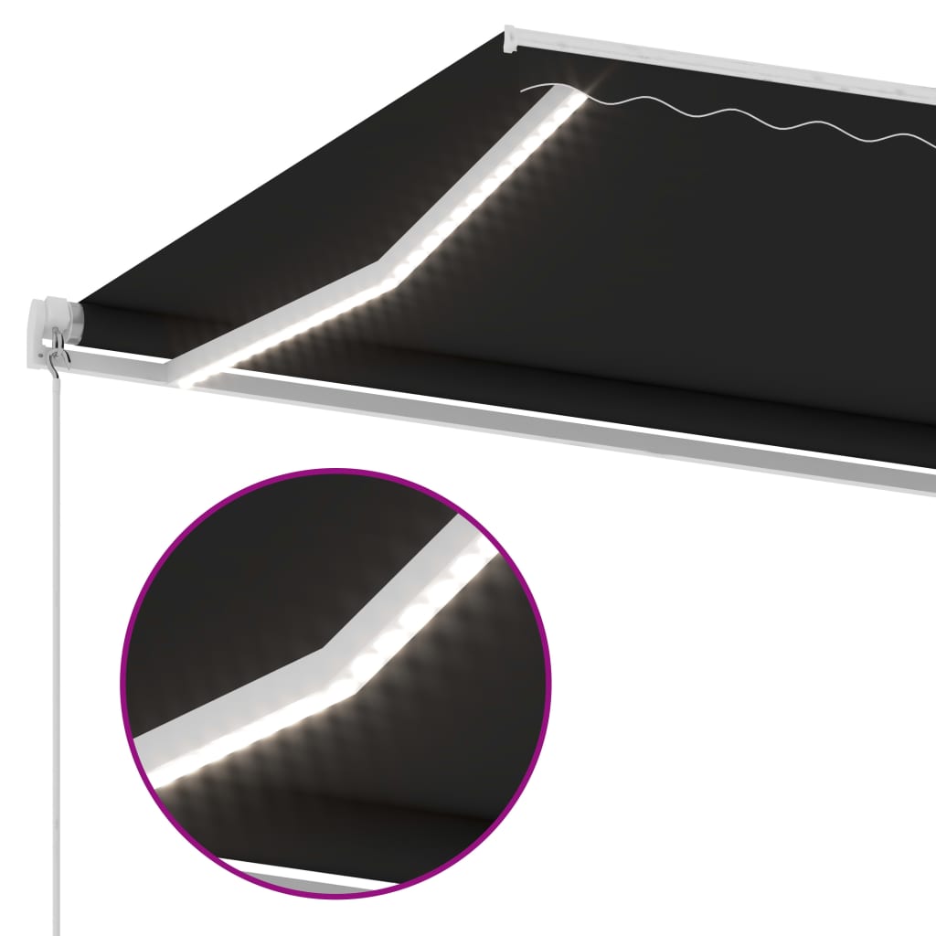 Τέντα Συρόμενη Χειροκίνητη με LED Ανθρακί 450 x 350 εκ.