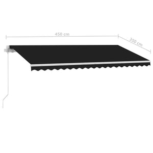 Τέντα Συρόμενη Χειροκίνητη με LED Ανθρακί 450 x 350 εκ.