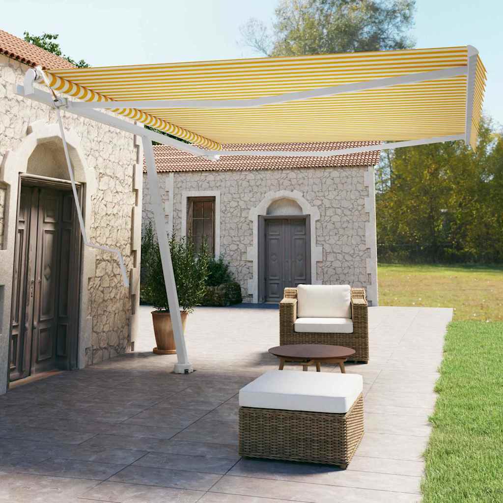 Τέντα Αυτόματη Ανεξάρτητη Κίτρινο/Λευκό 450x350 εκ. - Pakobazaar