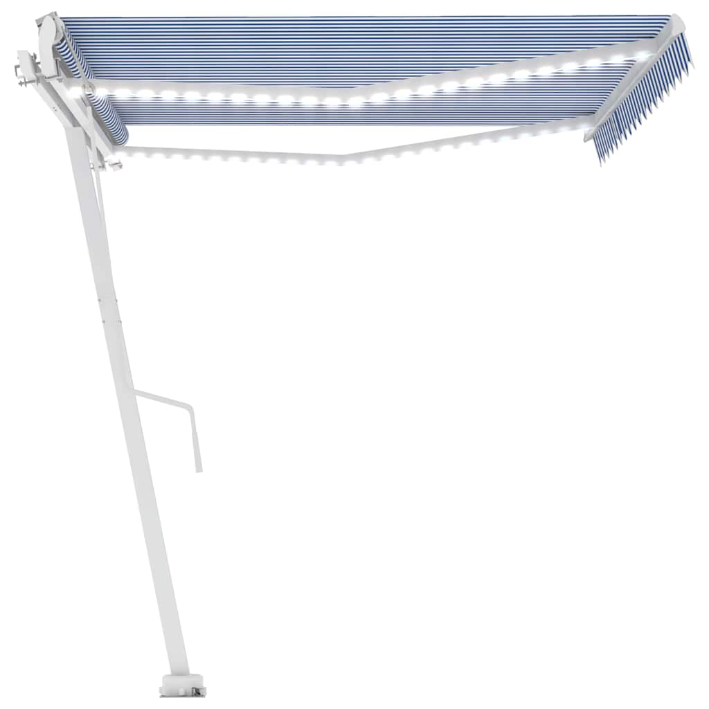 Τέντα Αυτόματη με LED & Αισθ. Ανέμου Μπλε / Λευκό 450x350 εκ.