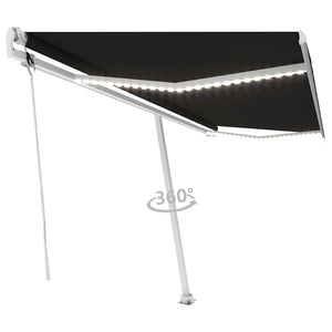 Τέντα Αυτόματη με LED & Αισθητήρα Ανέμου Ανθρακί 500x350 εκ.