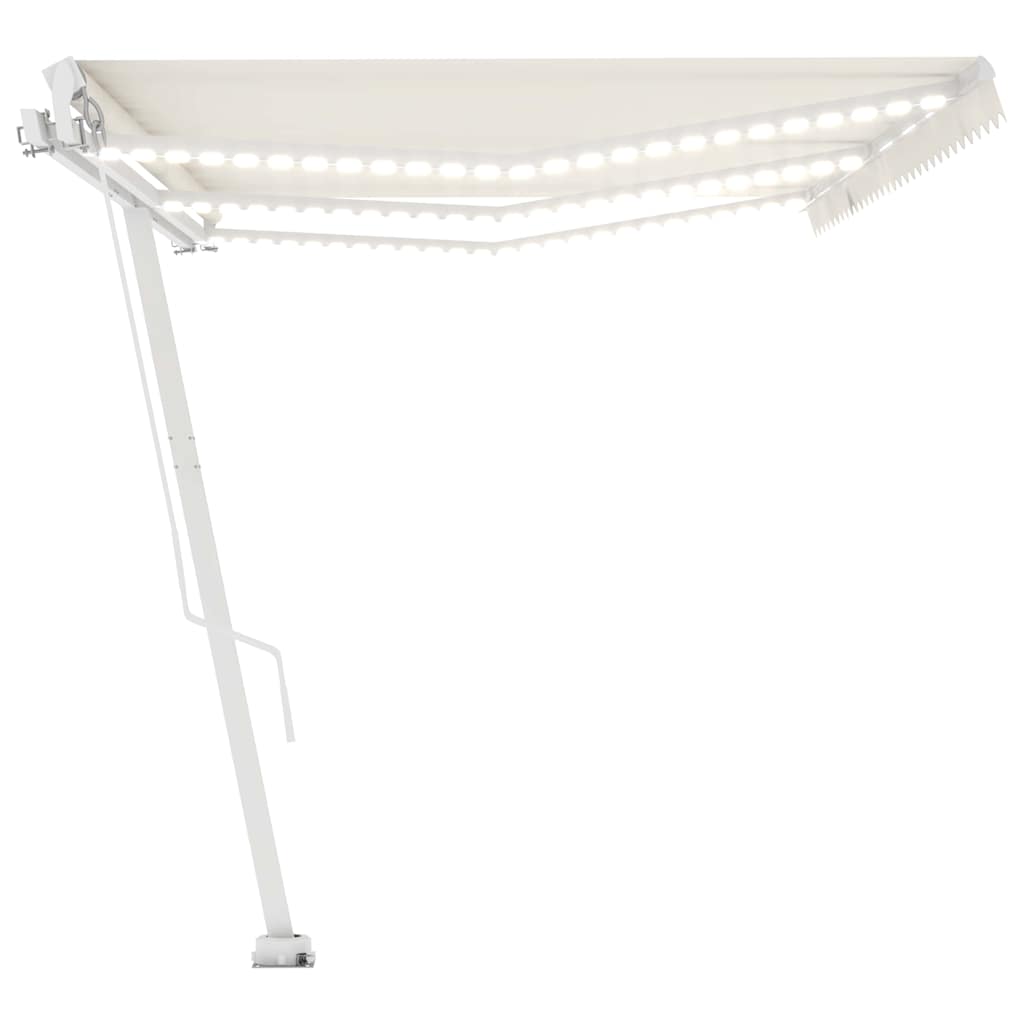 Τέντα Συρόμενη Χειροκίνητη με LED Κρεμ 600 x 350 εκ.