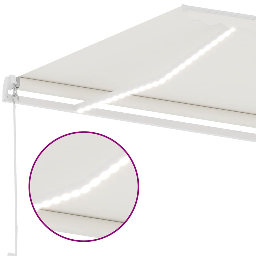 Τέντα Συρόμενη Χειροκίνητη με LED Κρεμ 600 x 350 εκ.