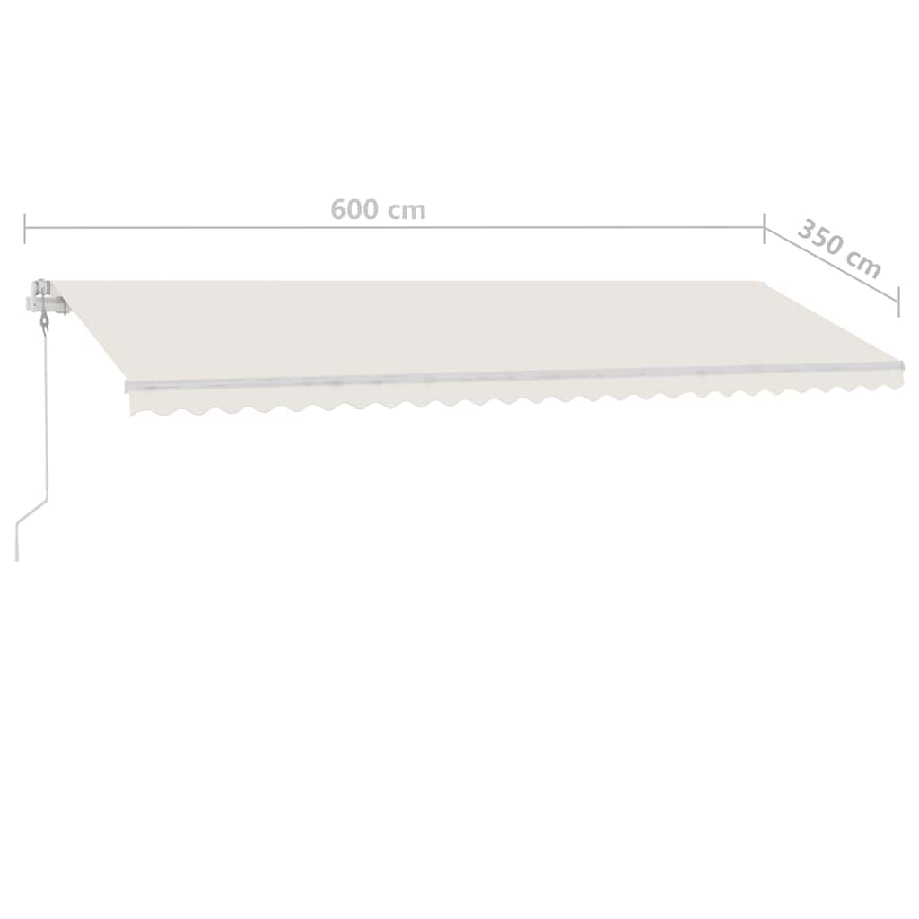 Τέντα Συρόμενη Χειροκίνητη με LED Κρεμ 600 x 350 εκ.