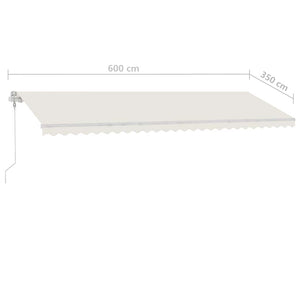 Τέντα Συρόμενη Χειροκίνητη με LED Κρεμ 600 x 350 εκ.