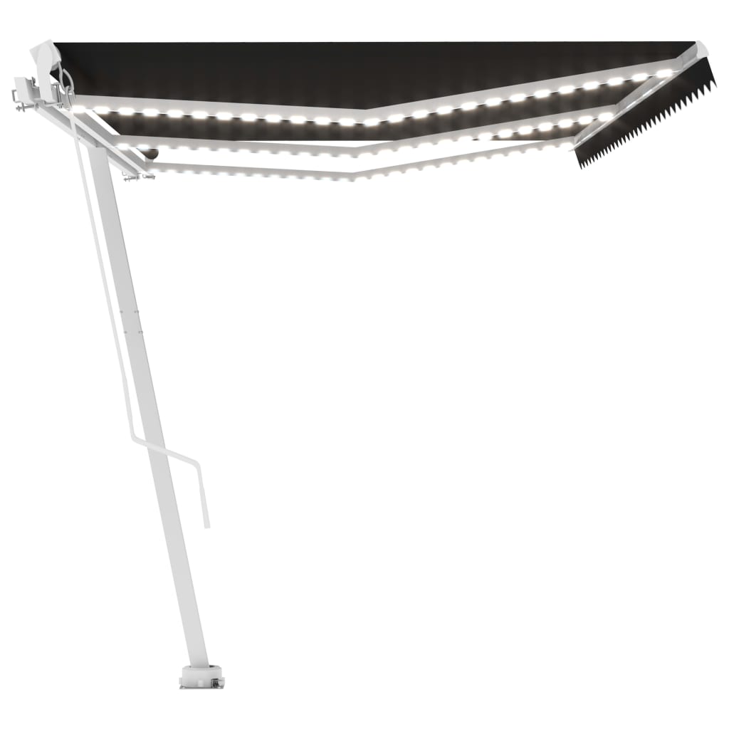 Τέντα Συρόμενη Χειροκίνητη με LED Ανθρακί 600 x 350 εκ.