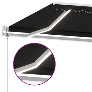 Τέντα Αυτόματη με LED & Αισθητήρα Ανέμου Ανθρακί 600x350 εκ. - Pakobazaar