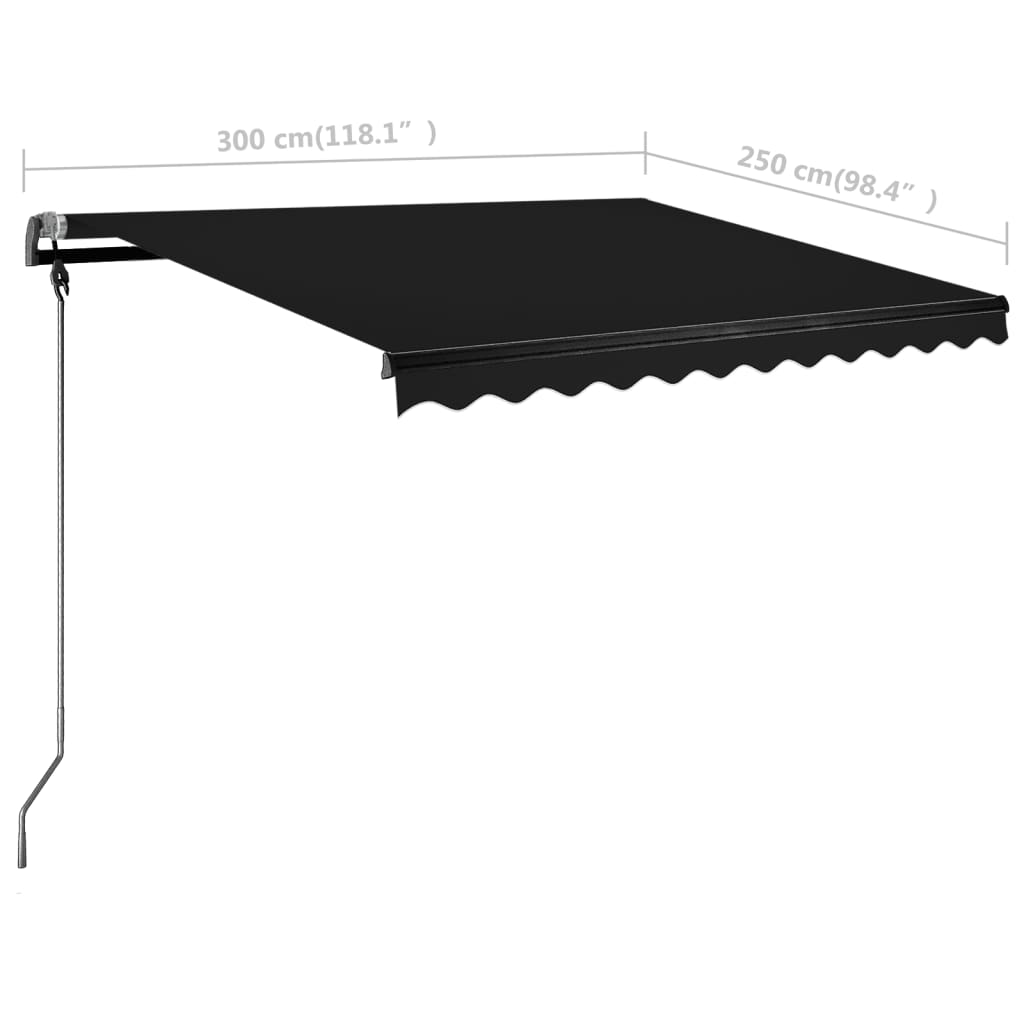 Τέντα Συρόμενη Χειροκίνητη Ανεξάρτητη Ανθρακί 300 x 250 εκ.