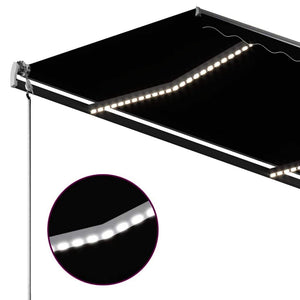 Τέντα Συρόμενη Χειροκίνητη με LED Ανθρακί 300 x 250 εκ.