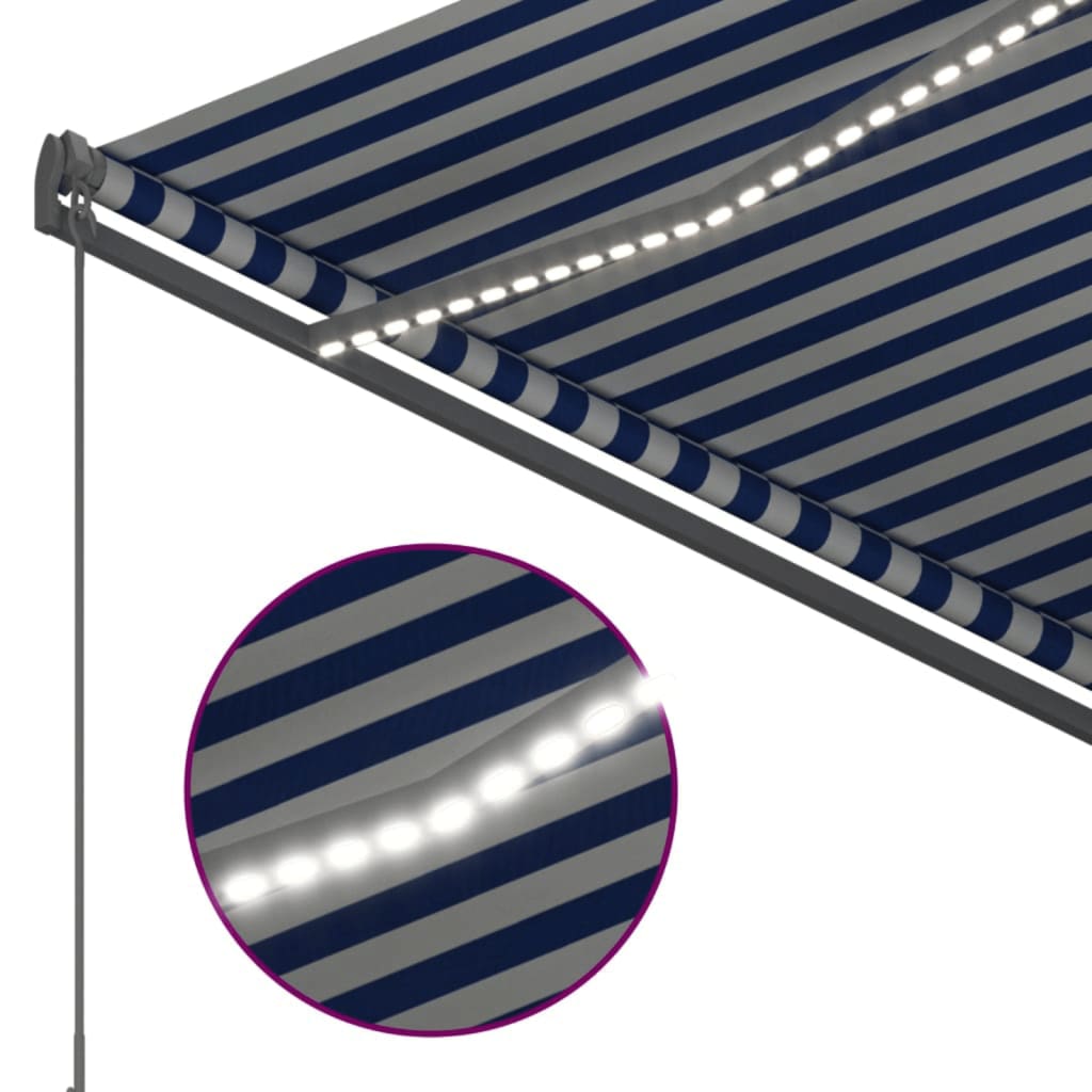 Τέντα Αυτόματη με LED & Αισθητήρα Ανέμου Μπλε/Λευκό 300x250 εκ.