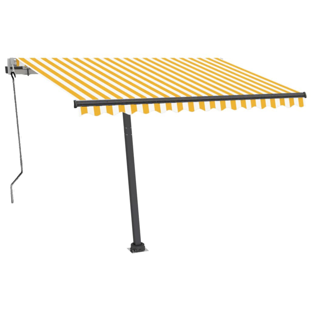 Τέντα Αυτόματη με LED & Αισθ. Ανέμου Κίτρινο/Λευκό 300x250 εκ. - Pakobazaar