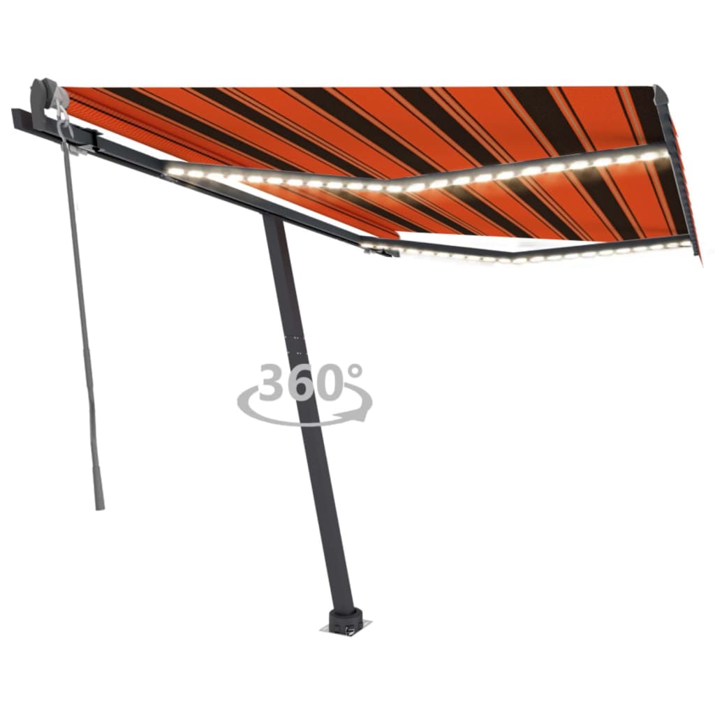 Τέντα Αυτόματη με LED & Αισθ. Ανέμου Πορτοκαλί/Καφέ 300x250 εκ.