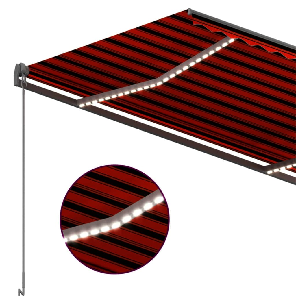 Τέντα Αυτόματη με LED & Αισθ. Ανέμου Πορτοκαλί/Καφέ 300x250 εκ.