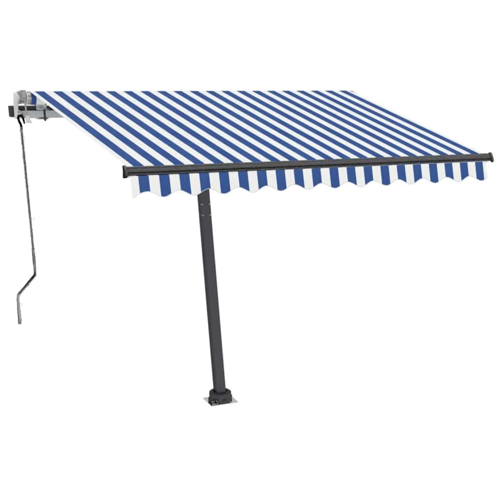 Τέντα Αυτόματη Ανεξάρτητη Συρόμενη Μπλε/Λευκό 350 x 250 εκ. - Pakobazaar