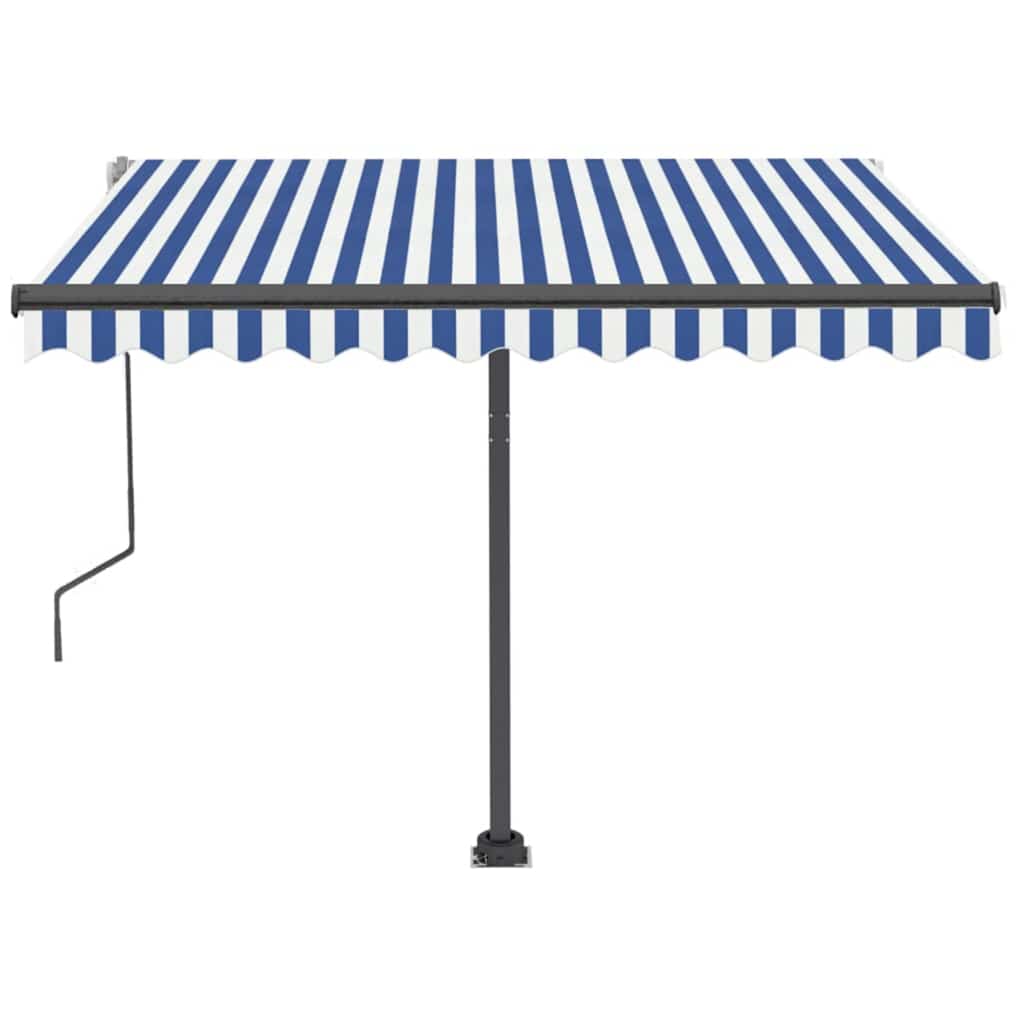 Τέντα Αυτόματη Ανεξάρτητη Συρόμενη Μπλε/Λευκό 350 x 250 εκ. - Pakobazaar