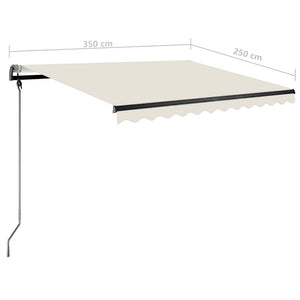 Τέντα Συρόμενη Χειροκίνητη με LED Κρεμ 350 x 250 εκ.