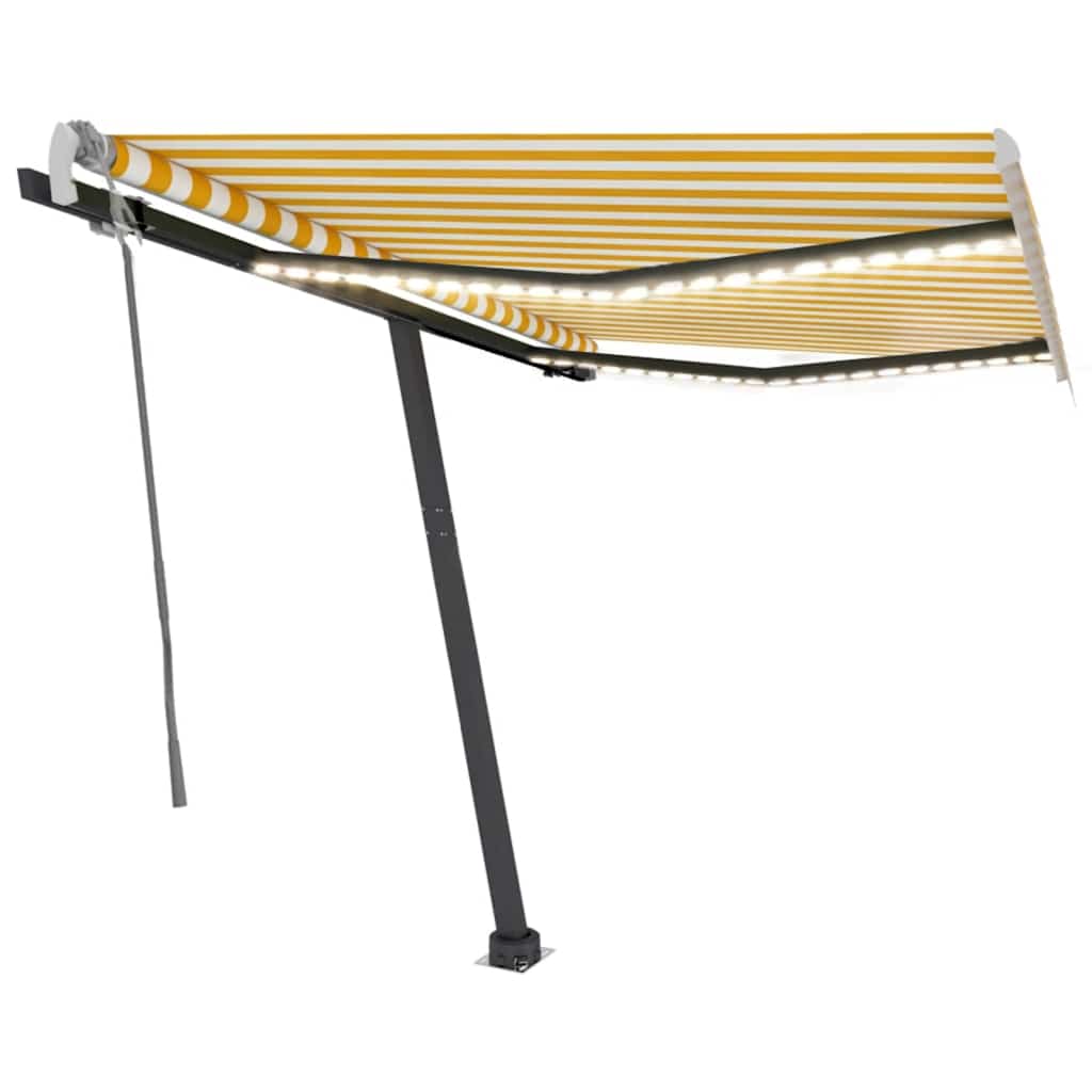 Τέντα Συρόμενη Χειροκίνητη με LED Κίτρινο / Λευκό 350 x 250 εκ. - PAKOBAZAAR