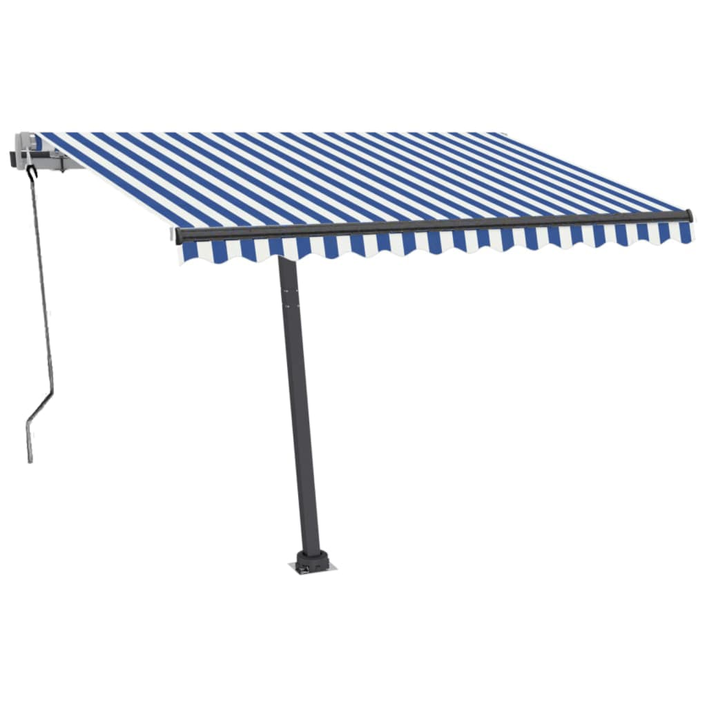 Τέντα Αυτόματη με LED & Αισθητήρα Ανέμου Μπλε/Λευκό 350x250 εκ.