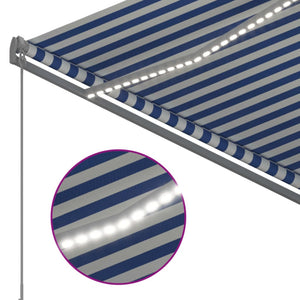Τέντα Αυτόματη με LED & Αισθητήρα Ανέμου Μπλε/Λευκό 350x250 εκ.