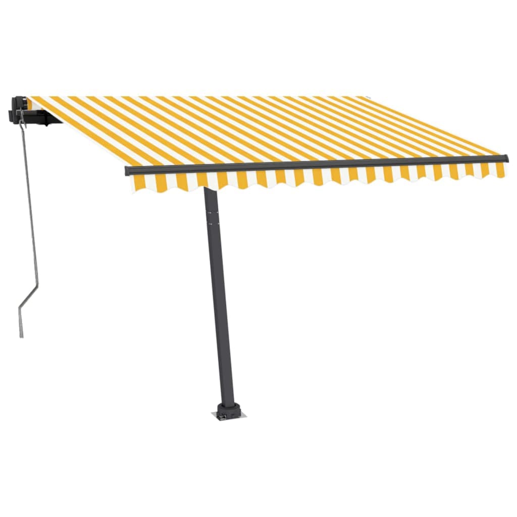 Τέντα Αυτόματη με LED & Αισθ. Ανέμου Κίτρινο/Λευκό 350x250 εκ. - Pakobazaar