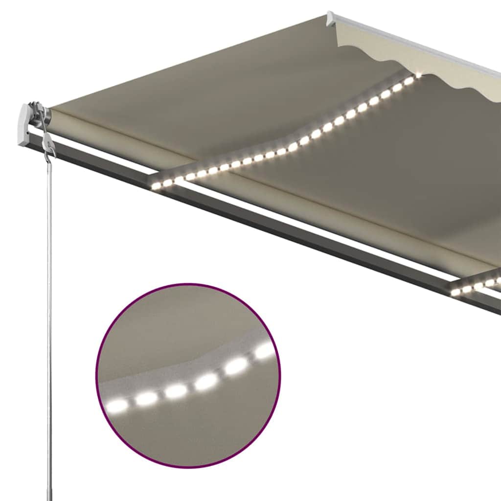 Τέντα Συρόμενη Χειροκίνητη με LED Κρεμ 400 x 300 εκ.