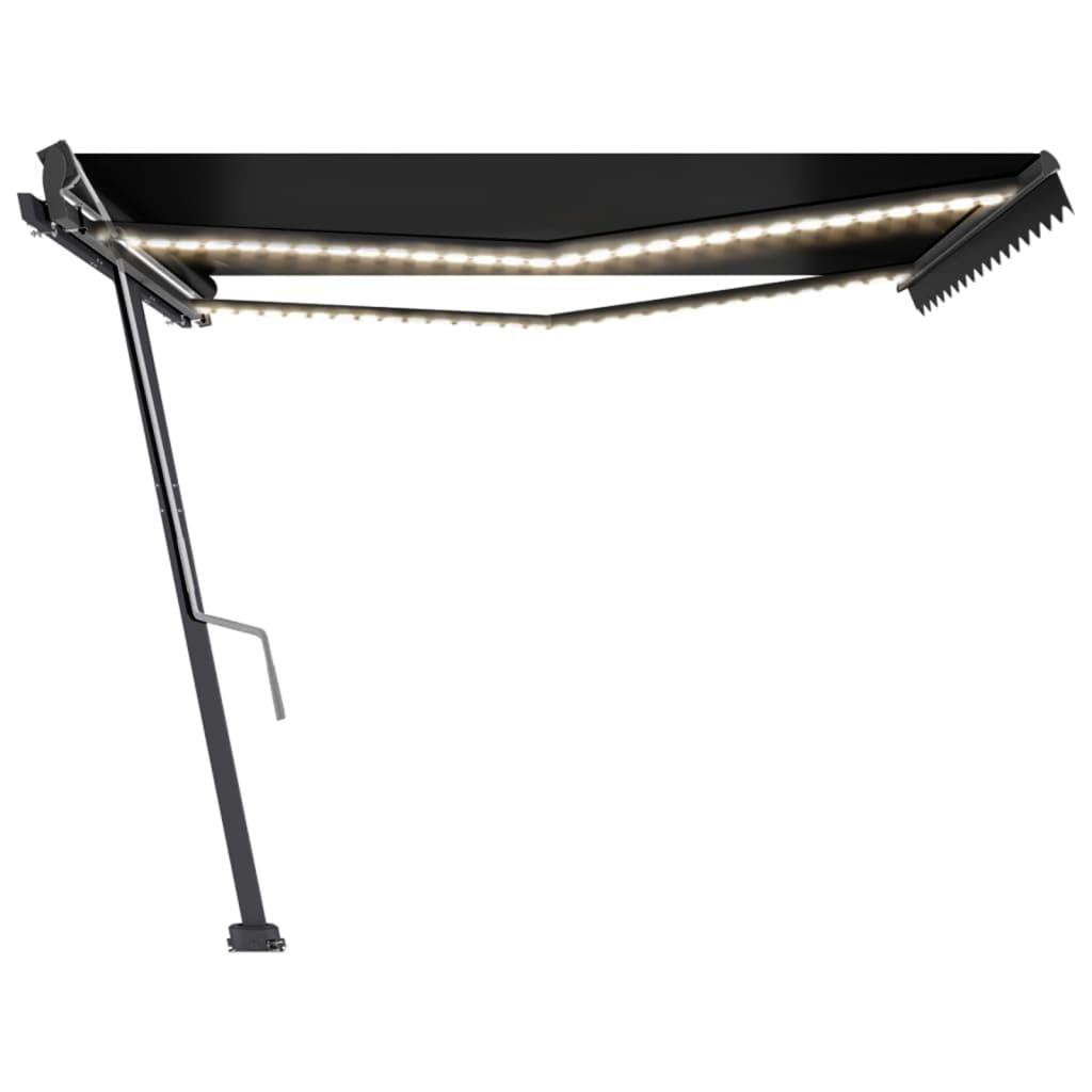 Τέντα Συρόμενη Χειροκίνητη με LED Ανθρακί 400 x 300 εκ.