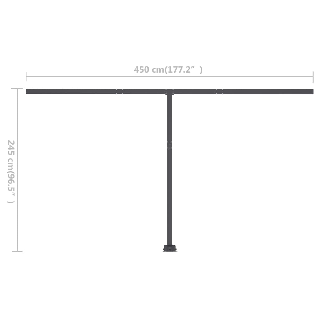 Τέντα Συρόμενη Χειροκίνητη με LED Ανθρακί 400 x 300 εκ.