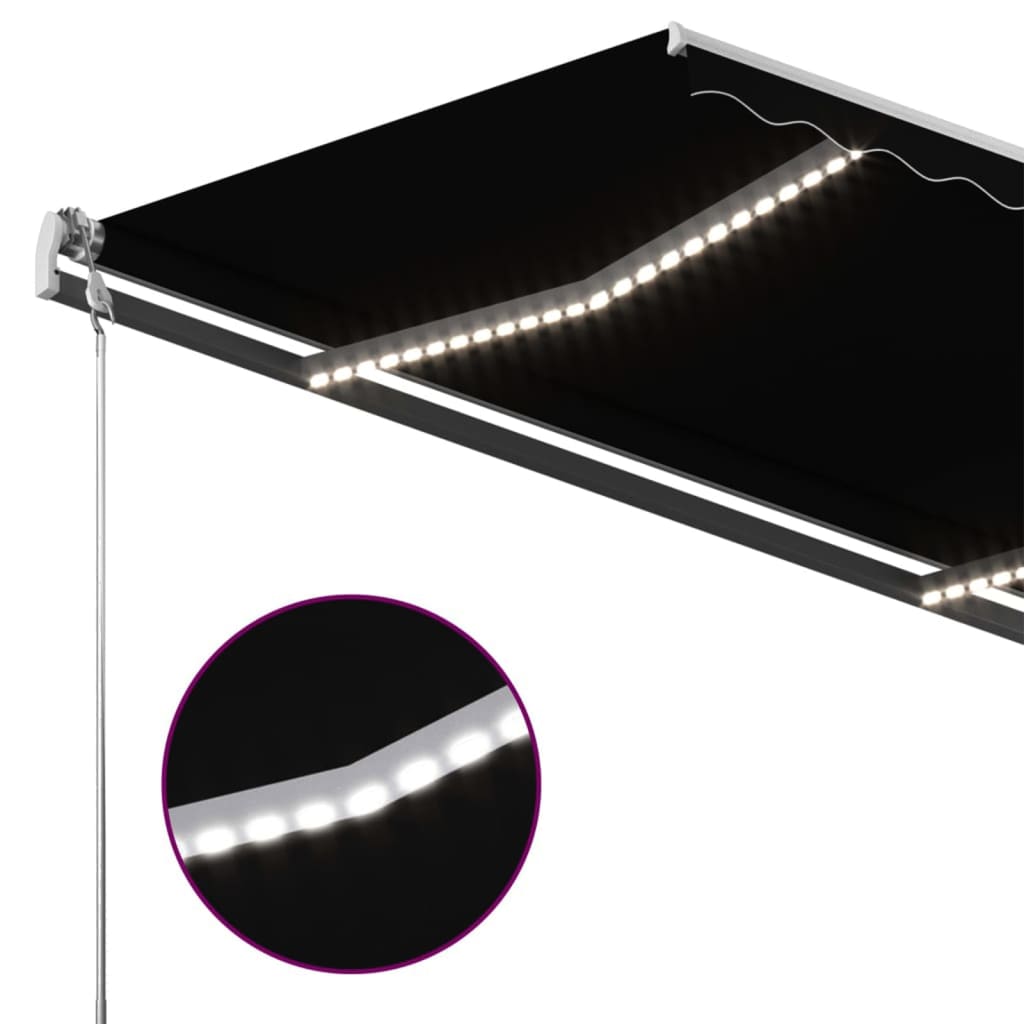 Τέντα Συρόμενη Χειροκίνητη με LED Ανθρακί 400 x 300 εκ.