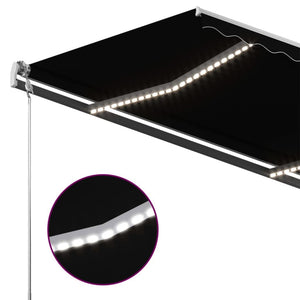 Τέντα Συρόμενη Χειροκίνητη με LED Ανθρακί 400 x 300 εκ.