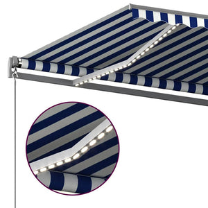Τέντα Αυτόματη με LED & Αισθητήρα Ανέμου Μπλε/Λευκό 400x300 εκ.