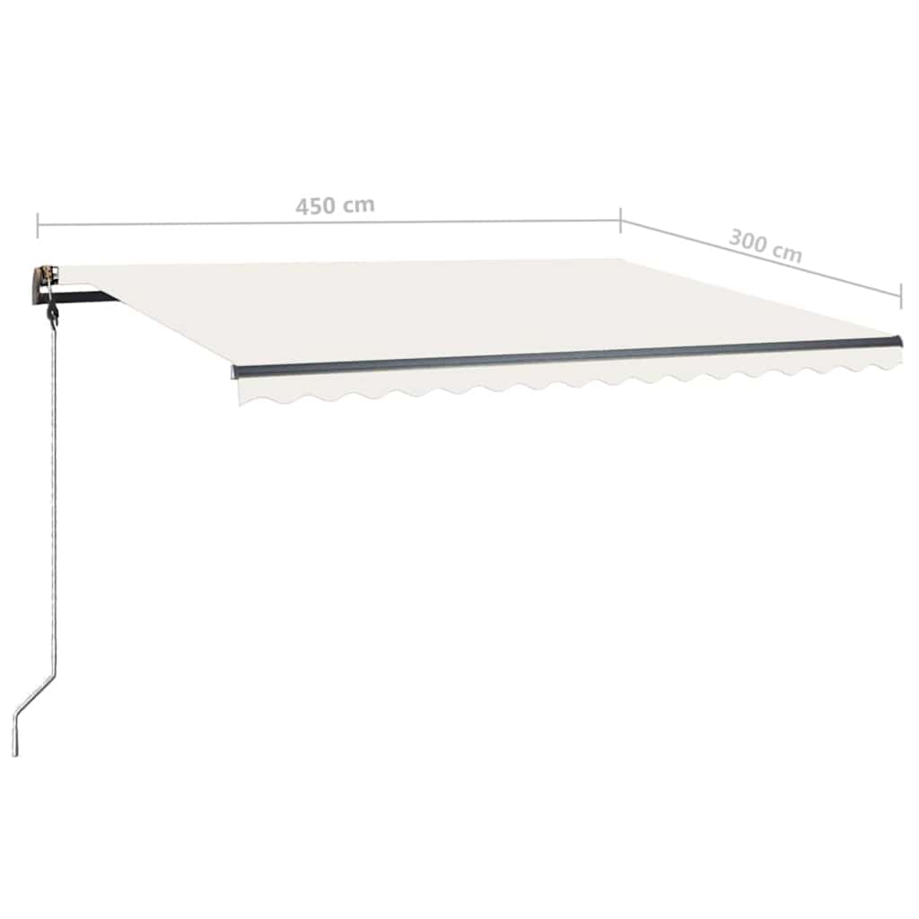 Τέντα Συρόμενη Χειροκίνητη με LED Κρεμ 450 x 300 εκ.
